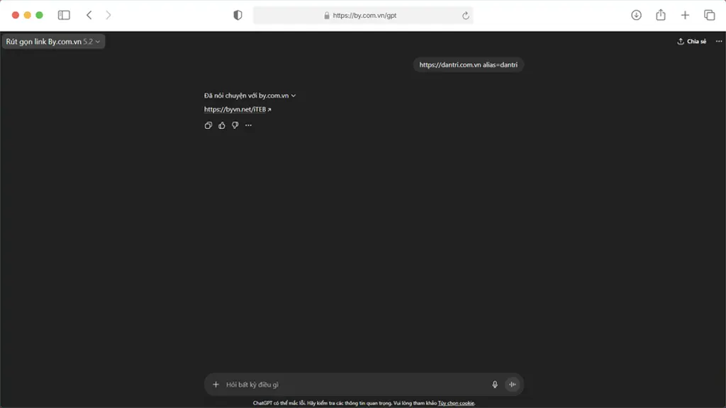 Rút gọn link trực tiếp trong ChatGPT